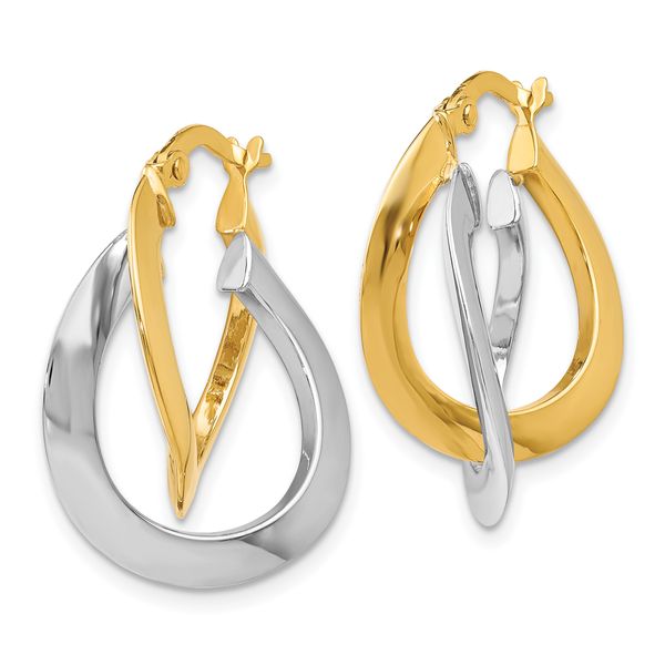 Leslie's 10K Two-tone Polished Twisted Double Hoop Earrings - Image 2
