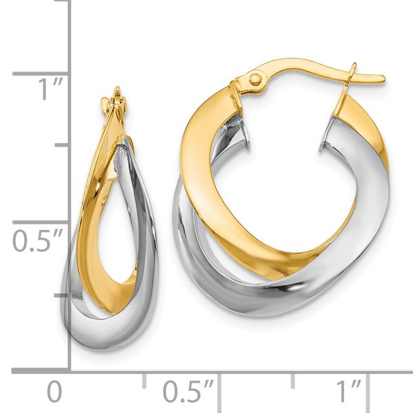 Leslie's 10K Two-tone Polished Twisted Double Hoop Earrings - Image 4