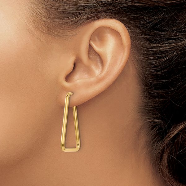 Leslie's 10K Polished Geometric Shape Hoop Earrings - Image 3