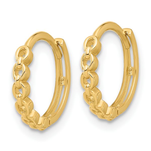 Leslie's 10K Polished Round Link Pattern Huggie Hoop Earrings - Image 2