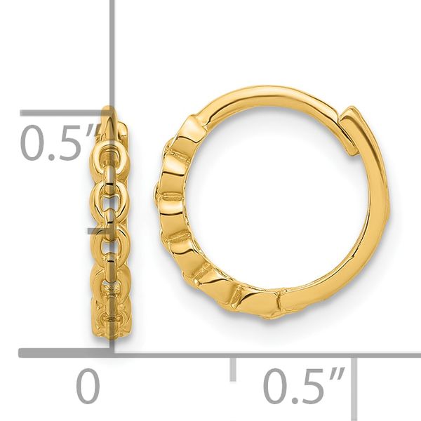 Leslie's 10K Polished Round Link Pattern Huggie Hoop Earrings - Image 4