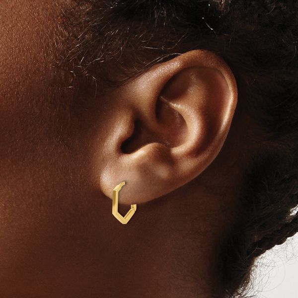 Leslie's 10K Polished Geometric Hoop Earrings - Image 3