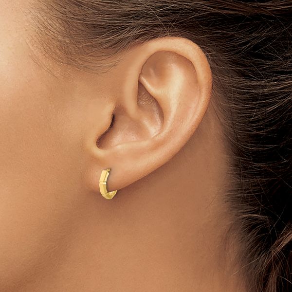 Leslie's 10K Polished and Diamond-cut Huggie Hoop Earrings - Image 3