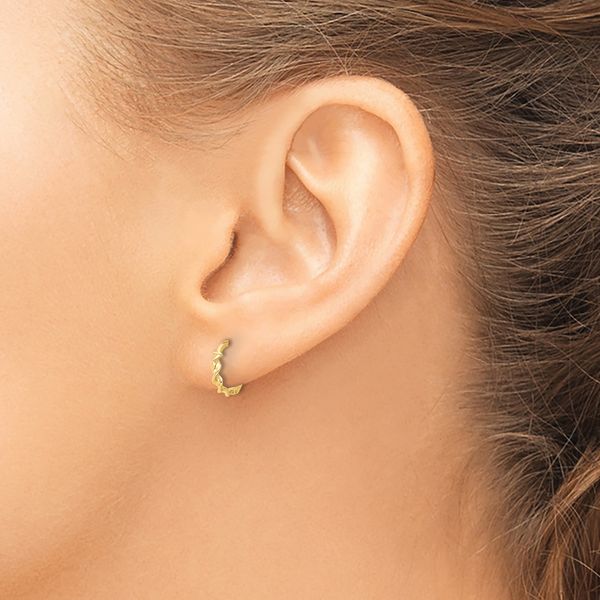 Leslie's 10K Polished Twisted Huggie Hoop Earrings - Image 3