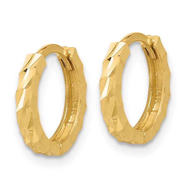 Leslie's 10K Polished and Diamond-cut Huggie Hoop Earrings - Image 2