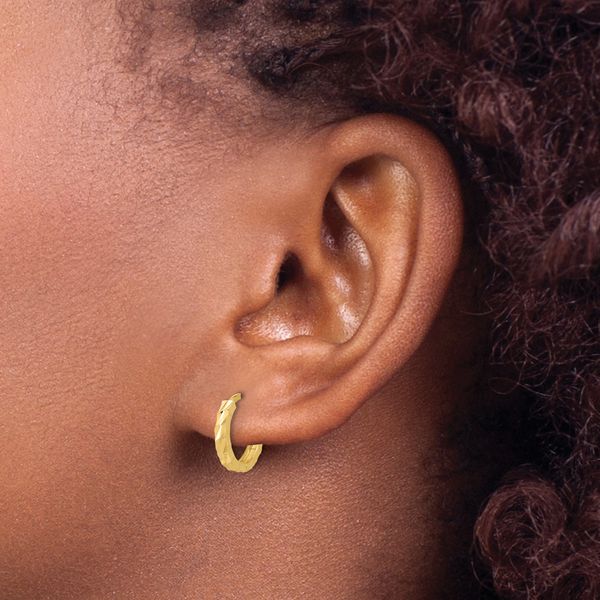 Leslie's 10K Polished and Diamond-cut Huggie Hoop Earrings - Image 3
