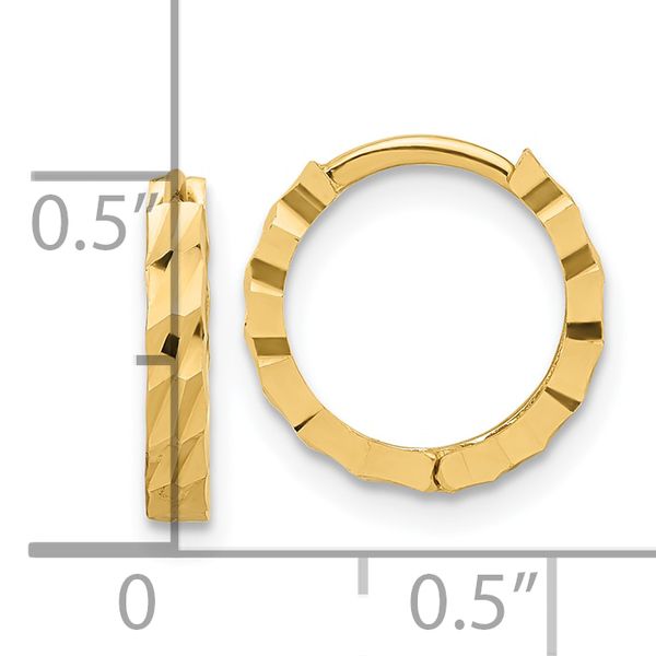 Leslie's 10K Polished and Diamond-cut Huggie Hoop Earrings - Image 4