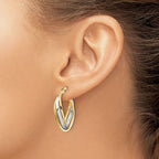 Leslie's 10K w/ White Rhodium Polished Oval Hoop Earrings - Image 3