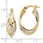 Leslie's 10K w/ White Rhodium Polished Oval Hoop Earrings - Image 4