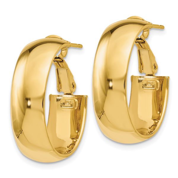 Leslie's 10K Polished Omega Back Hoop Earrings - Image 2