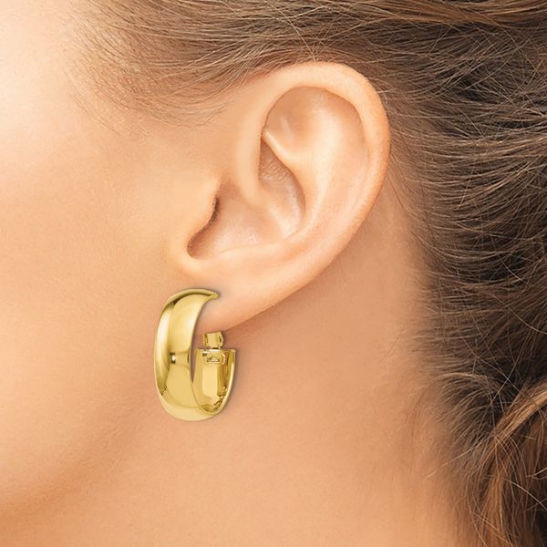 Leslie's 10K Polished Omega Back Hoop Earrings - Image 3