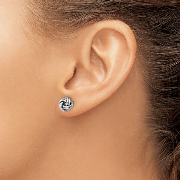 Leslie's 10K w/White Rhodium Polished Love Knot Post Earrings - Image 3