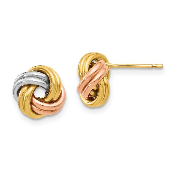 Leslie's 10K w/Wht RH and Rose GP Polished Love Knot Post Earrings