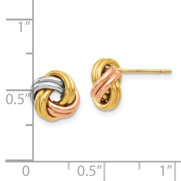 Leslie's 10K w/Wht RH and Rose GP Polished Love Knot Post Earrings - Image 4
