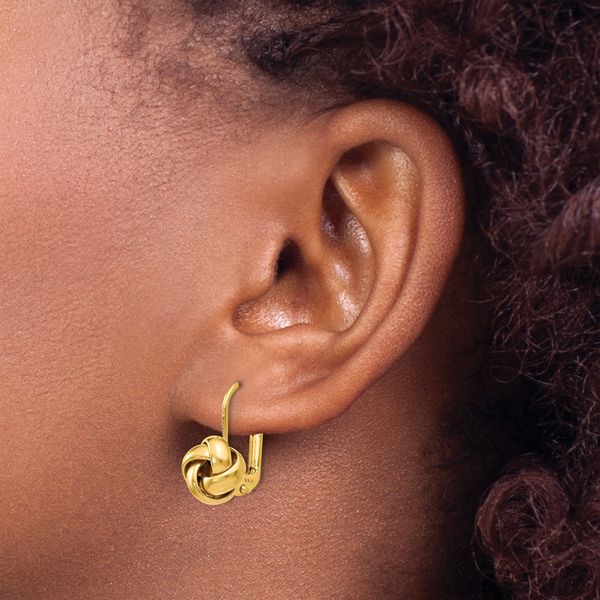 Leslie's 10K Polished Love Knot Leverback Earrings - Image 3