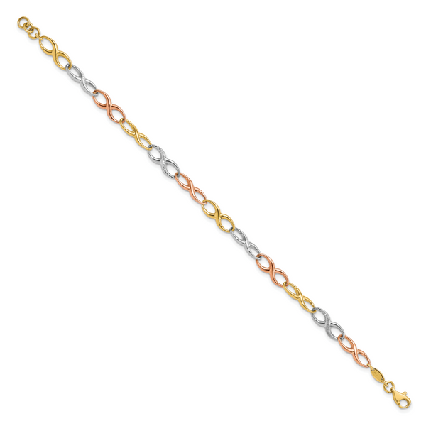Leslie's 10K Tri-color Infinity Symbol Link Bracelet - Image 2
