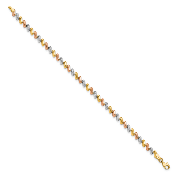 Leslie's 10k Tri-color Polished and D/C Fancy Link Bracelet - Image 2