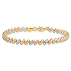 Leslie's 10k Tri-color Polished and D/C Fancy Link Bracelet - Image 3