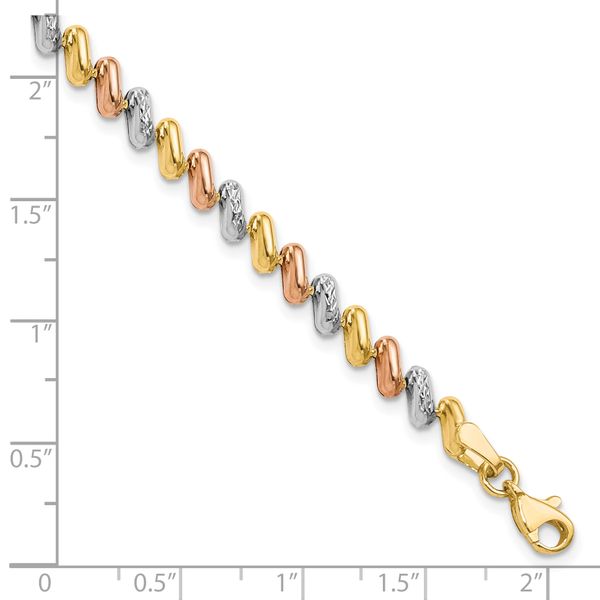Leslie's 10k Tri-color Polished and D/C Fancy Link Bracelet - Image 4