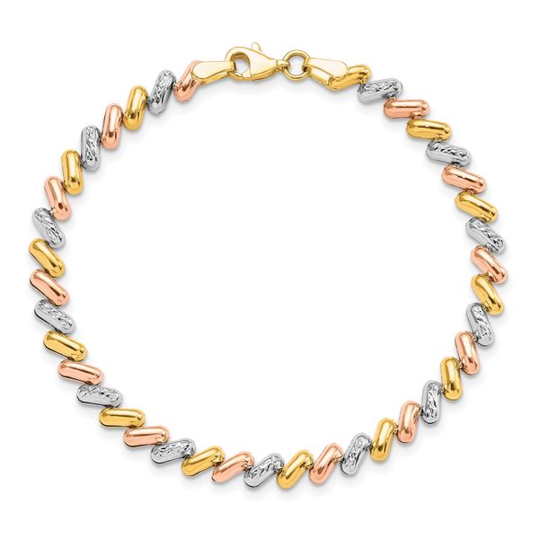 Leslie's 10k Tri-color Polished and D/C Fancy Link Bracelet - Image 5
