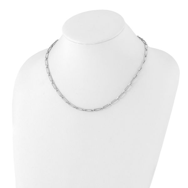 Leslie's 10K White Gold Polished Flat Oval Link Necklace - Image 2