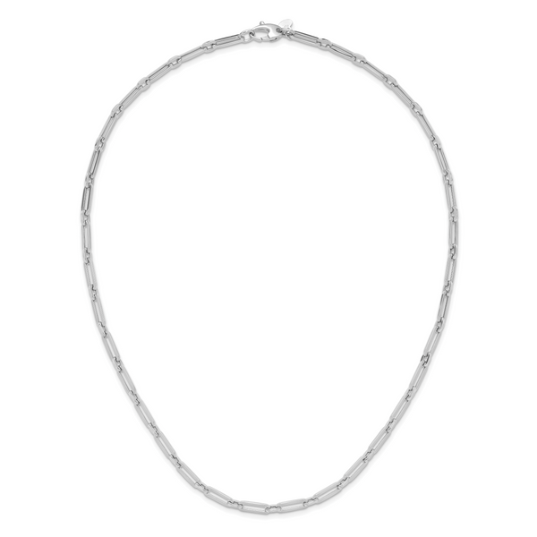 Leslie's 10K White Gold Polished Flat Oval Link Necklace - Image 3