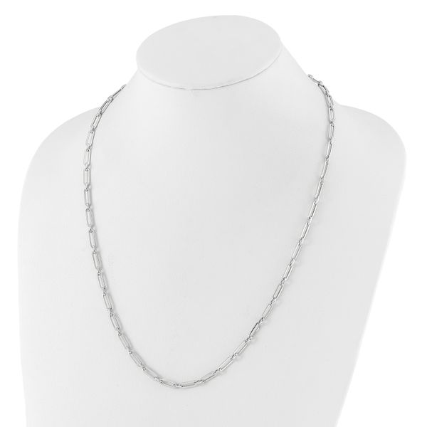 Leslie's 10K White Gold Polished Flat Oval Link Necklace - Image 2