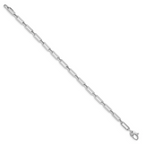 10K White Gold Polished Flat Oval Link Bracelet - Image 2