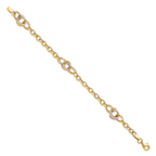 10K Tri-color Polished and Textured Fancy Link Bracelet - Image 2