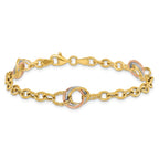 10K Tri-color Polished and Textured Fancy Link Bracelet - Image 3