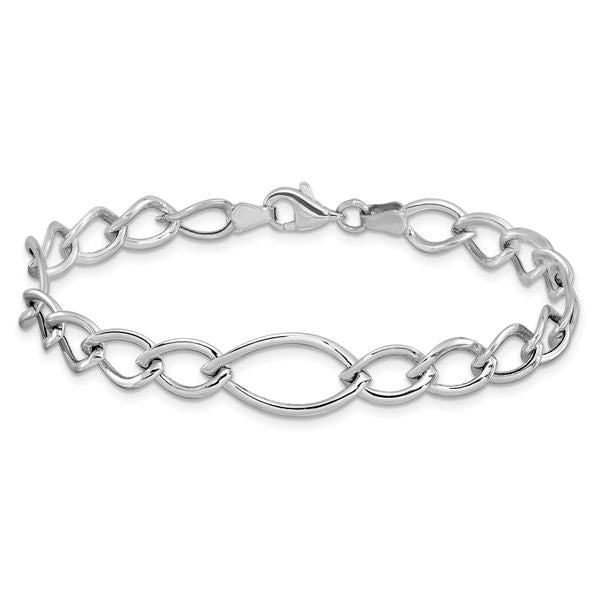 Leslie's 10K White Gold Polished Link Bracelet - Image 3