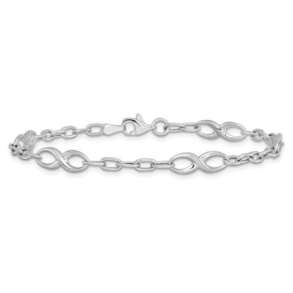 Leslie's 10K White Gold Polished Link Bracelet - Image 3