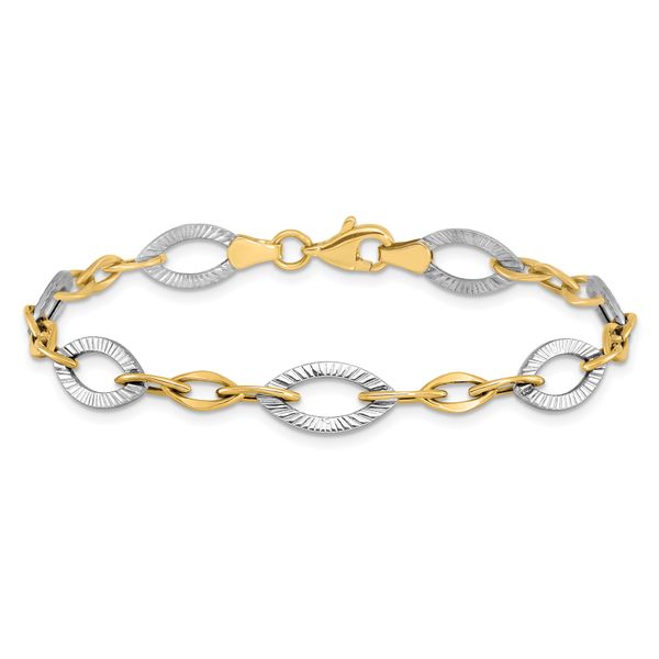 Leslie's 10K Two-tone Polished and Textured Link Bracelet - Image 3