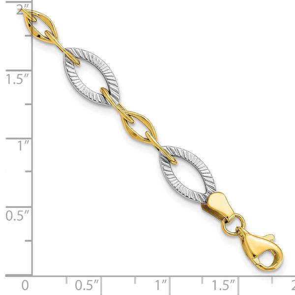 Leslie's 10K Two-tone Polished and Textured Link Bracelet - Image 4