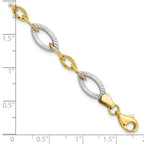 Leslie's 10K Two-tone Polished and Textured Link Bracelet - Image 4