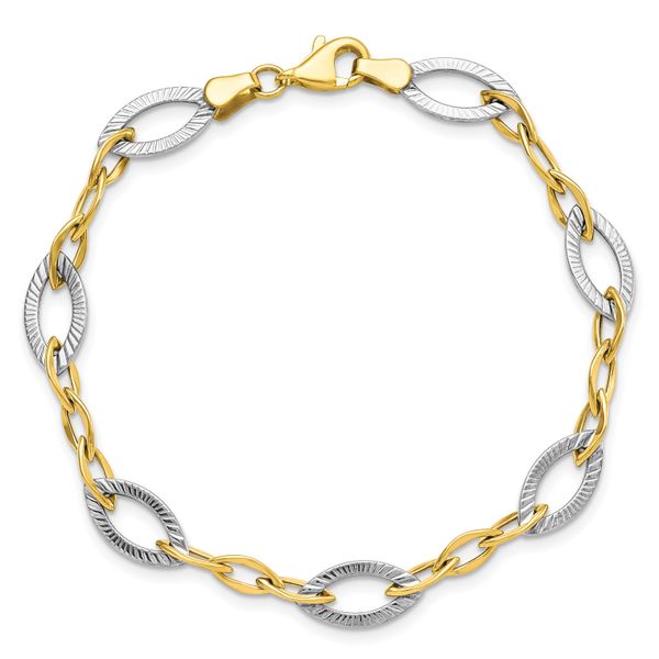 Leslie's 10K Two-tone Polished and Textured Link Bracelet - Image 5
