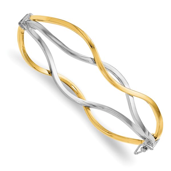 Leslie's 10K w/ White Rhodium Polished Twisted Bangle Bracelet