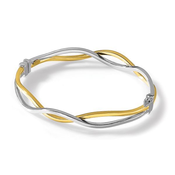 Leslie's 10K w/ White Rhodium Polished Twisted Bangle Bracelet - Image 4