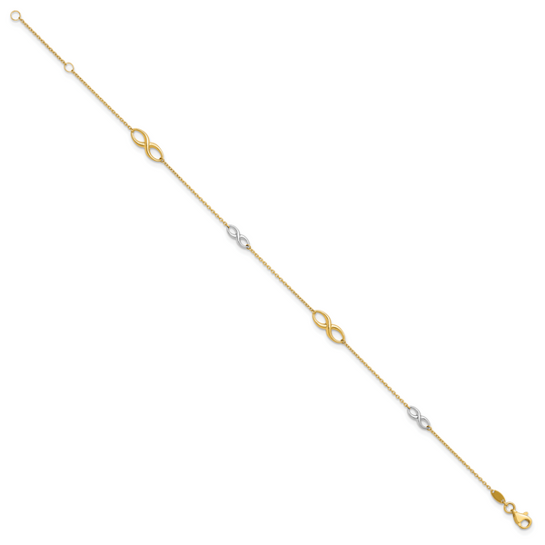 Leslie's 10K Two-tone Polished with 1in ext. Anklet - Image 2