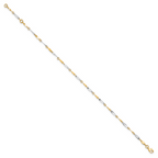 Leslie's 10K Two-tone Polished Fancy Link 1in ext. Anklet - Image 2