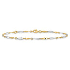 Leslie's 10K Two-tone Polished Fancy Link 1in ext. Anklet - Image 3