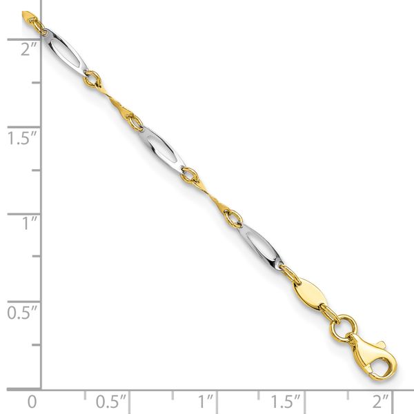 Leslie's 10K Two-tone Polished Fancy Link 1in ext. Anklet - Image 4