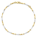 Leslie's 10K Two-tone Polished Fancy Link 1in ext. Anklet - Image 5