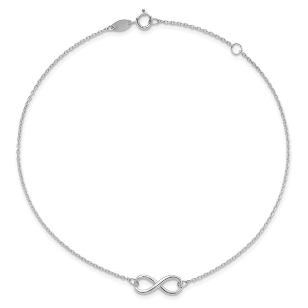 Leslie's 10K White Gold Polished Infinity with 1in ext. Anklet - Image 5