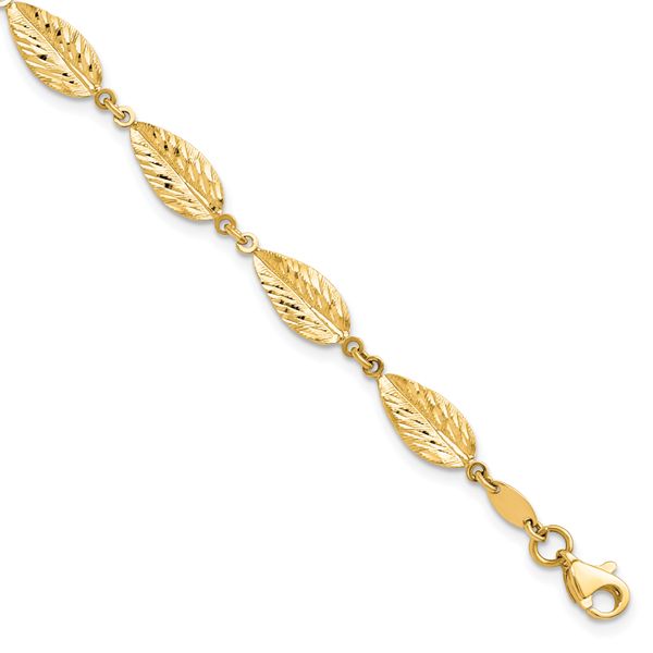 Leslie's 10K Polished Leaf Bracelet