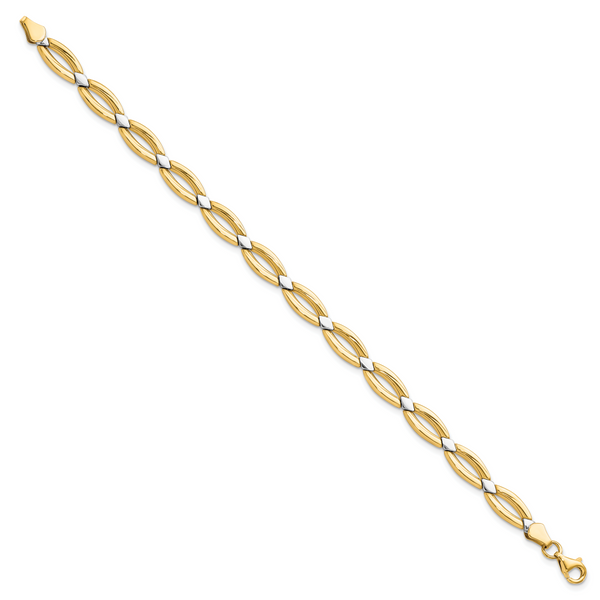 Leslie's 10K w/Rhodium Fancy Link Bracelet - Image 2
