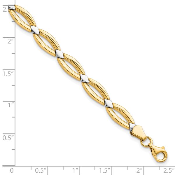 Leslie's 10K w/Rhodium Fancy Link Bracelet - Image 4