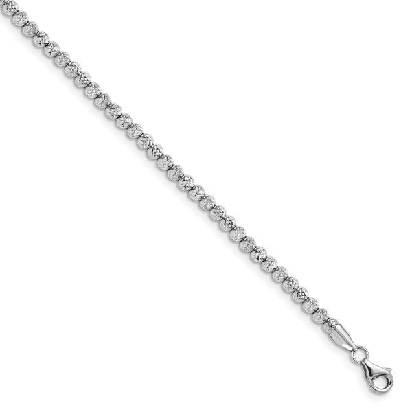 Leslie's 10K White Gold Polished D/C Beaded Bracelet