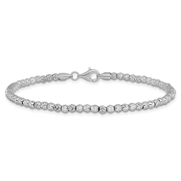 Leslie's 10K White Gold Polished D/C Beaded Bracelet - Image 3