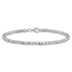 Leslie's 10K White Gold Polished D/C Beaded Bracelet - Image 3